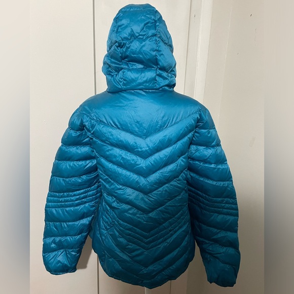 XERSION PACKABLE PREMIUM DOWN COAT Lightweight Hooded Puffer Zipper Aqua Blue L - Picture 5 of 10